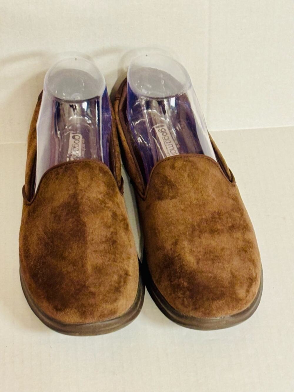 Skechers Go Step Gogo mat step chocolate suede leather slip on loafer shoes sz 8
